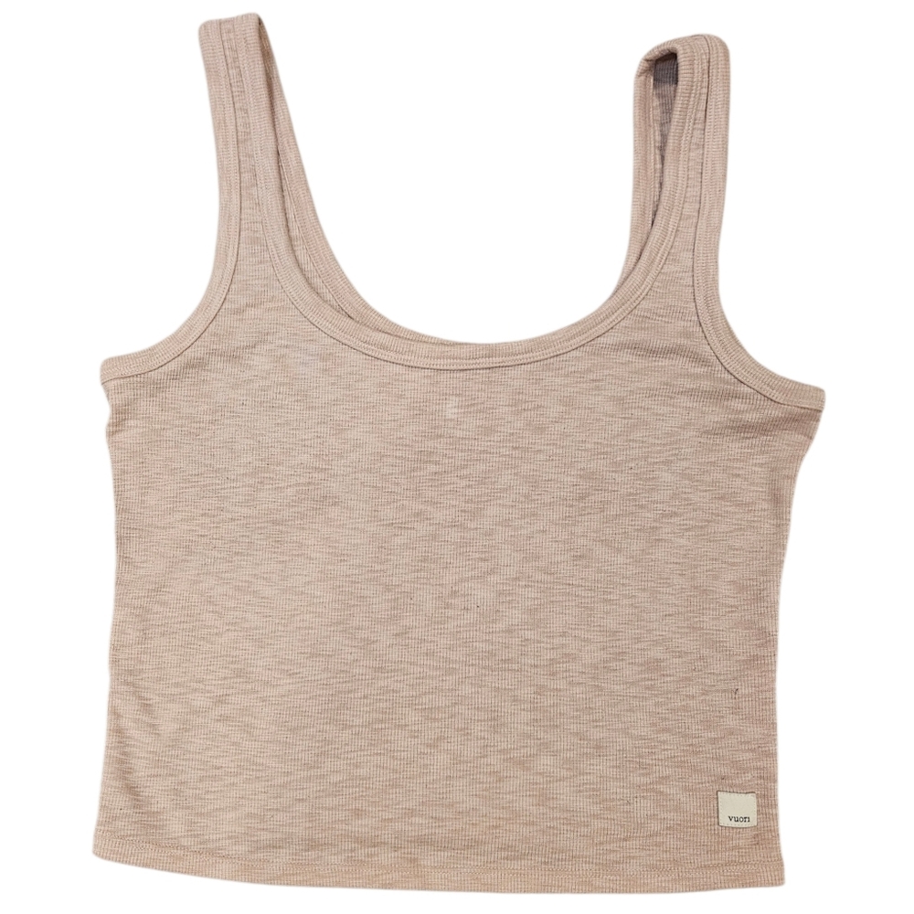 Vuori Beige Ribbed Tank Top